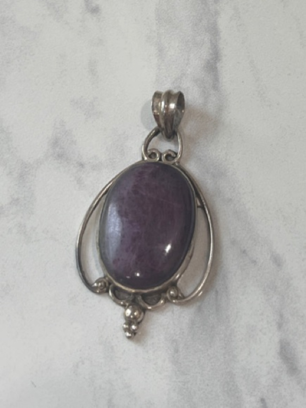 Sterling Silver Ruby Zoisite Oval Stone Pendant -